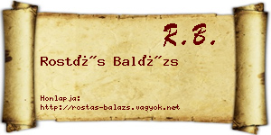 Rostás Balázs névjegykártya
